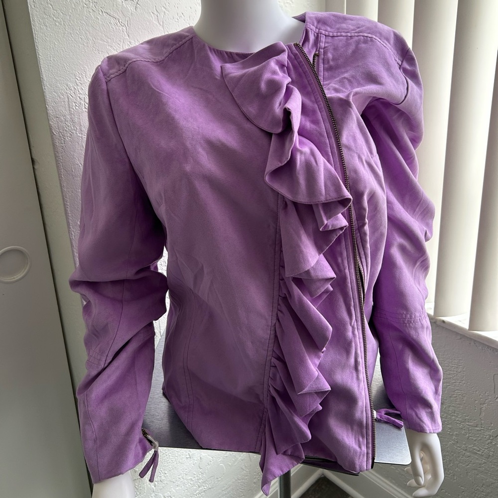 Sam Sambora Purple Ruffled Jacket Large NWT Brcl